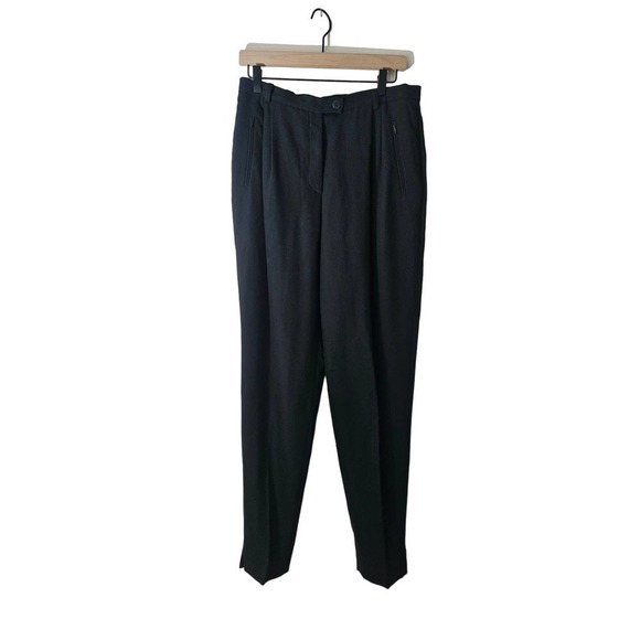 Contraire Louis Feraud Wool Blend Black Dress Pant tapered Ankle high waist 12 - Picture 1 of 11